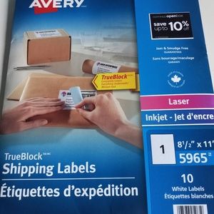 AVERY SHIPPING LABELS  LASER/INKJET 8 1/2 x 11" Pack of 10